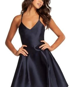 Cocktail Dresses Harper And Lemon - 22109 Sleek V-neck Short A-line Dress 8 Cocktail Dresses Harper And Lemon - 22109 Sleek V-neck Short A-line Dress