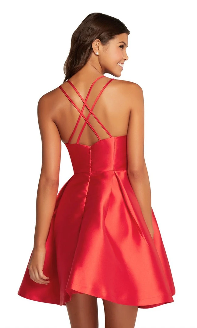 Cocktail Dresses Harper And Lemon - 22109 Sleek V-neck Short A-line Dress 4 Cocktail Dresses Harper And Lemon - 22109 Sleek V-neck Short A-line Dress