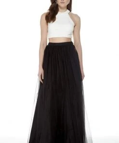 Harper And Lemon - 22250 Two Tone Jersey Halter Tulle A-line Dress