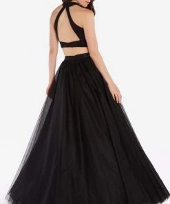 Harper And Lemon - 22250 Two Tone Jersey Halter Tulle A-line Dress 5 Harper And Lemon - 22250 Two Tone Jersey Halter Tulle A-line Dress