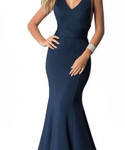 Formal Gowns Harper And Lemon - 22256 Crisscross-Strapped Long Jersey Gown