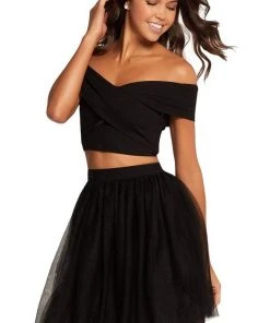 Harper And Lemon Two-Piece Crisscrossed Bodice A-Line Dress - 1 Pc Black In Size 8 Available Cocktail Dresses