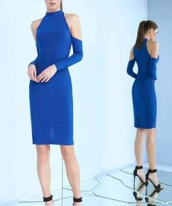 Ieena Duggal - 25026I High Neck Cold Shoulder Fitted Dress Cocktail Dresses