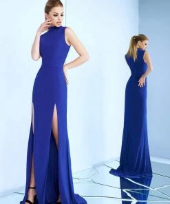Ieena Duggal - 25034I High Neck Dual Slit Sheath Gown Formal Gowns
