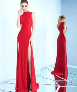 Ieena Duggal - 25034I High Neck Dual Slit Sheath Gown Formal Gowns