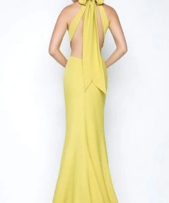 Formal Gowns Ieena Duggal - 25403I Ribbon Accented High Halter Gown