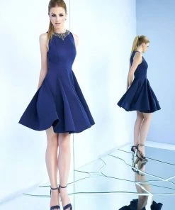 Cocktail Dresses Ieena Duggal - 25574i Beaded Bateau Neck A-Line Dress