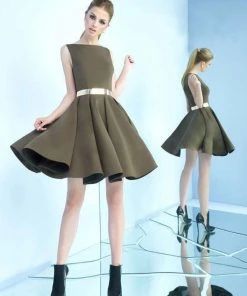 Ieena Duggal - 25607i Sleeveless Metal Belted Dress Cocktail Dresses