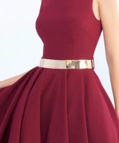 Ieena Duggal - 25607i Sleeveless Metal Belted Dress Cocktail Dresses