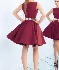 Ieena Duggal - 25607i Sleeveless Metal Belted Dress Cocktail Dresses