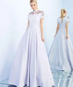 Ieena Duggal - 25809I High Collar Embellished Satin Ballgown 8 Ieena Duggal - 25809I High Collar Embellished Satin Ballgown