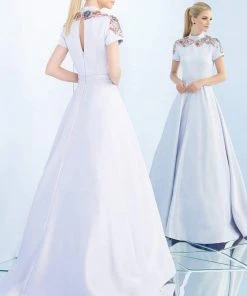 Ieena Duggal - 25809I High Collar Embellished Satin Ballgown 9 Ieena Duggal - 25809I High Collar Embellished Satin Ballgown