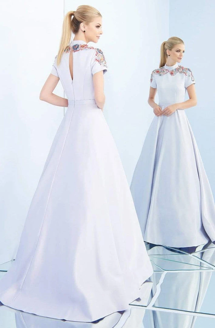 Ieena Duggal - 25809I High Collar Embellished Satin Ballgown 6 Ieena Duggal - 25809I High Collar Embellished Satin Ballgown