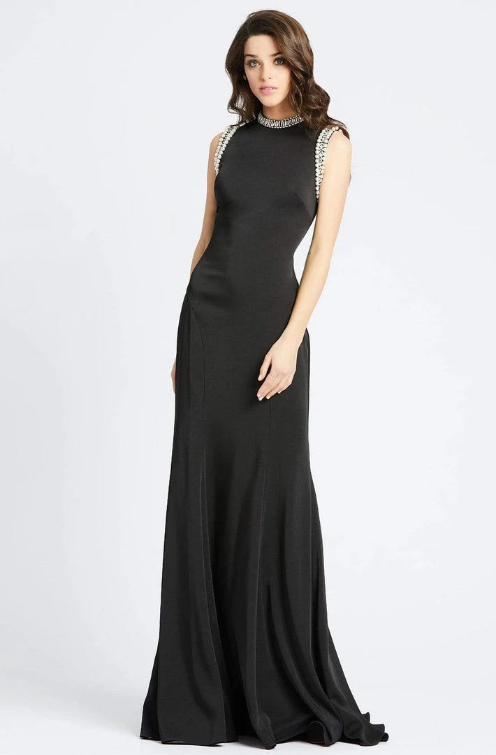 Ieena Duggal - 25933I Pearl Accent Long Black Evening Dress 3 Ieena Duggal - 25933I Pearl Accent Long Black Evening Dress
