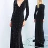 Ieena Duggal - 25934I Rhinestone Ornate Black Velvet Evening Gown Formal Gowns