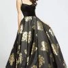 Ieena Duggal - 25955I Velvet Scoop Satin Gold Patterned Gown 1 Ieena Duggal - 25955I Velvet Scoop Satin Gold Patterned Gown