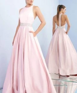 Ieena Duggal - 26021I Crystal Beaded Racerback A-Line Gown Formal Gowns