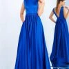 Ieena Duggal - 26022I Bateau Neck Plunging Back Long Gown Formal Gowns