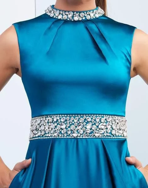 Ieena Duggal - 26063I Bejeweled High Neck Glossy A-Line Gown 4 Ieena Duggal - 26063I Bejeweled High Neck Glossy A-Line Gown