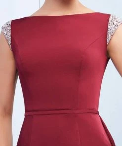 Formal Gowns Ieena Duggal - 26088I Beaded Cap Sleeves Mermaid Gown With Overskirt