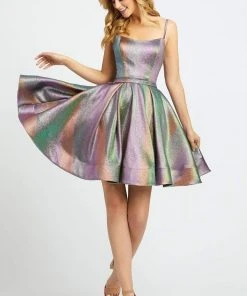 Ieena Duggal - 26183I Sleeveless Scoop Neck Pleated A-line Dress