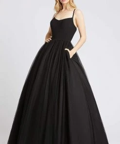 Formal Gowns Ieena Duggal - 26226I Plunged Back Glitter Tulle Ballgown