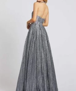 Ieena Duggal - 26228I Glitter Tulle Plunging Halter Long Gown Formal Gowns