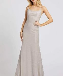 Formal Gowns Ieena Duggal - 26330I Scoop Neck Backless Mermaid Gown In Silver