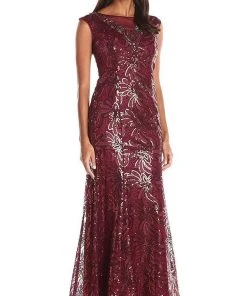 Ignite Evenings - 3399 Cap Sleeve Floral Sequined Mermaid Gown