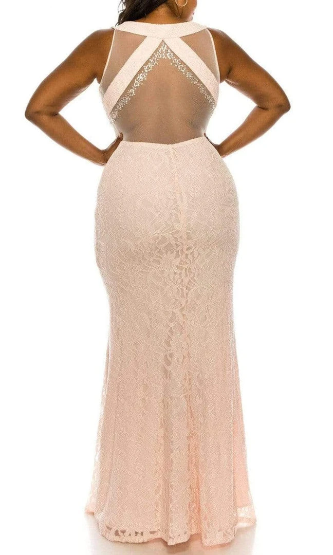 Ignite Evenings - IG119101 Illusion Neck And Back Lace Dress Formal Gowns 4 Ignite Evenings - IG119101 Illusion Neck And Back Lace Dress Formal Gowns