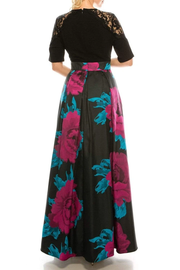 Ignite Evenings - IG3874 Lace Jewel Neck Floral Print A-line Gown Formal Gowns 4 Ignite Evenings - IG3874 Lace Jewel Neck Floral Print A-line Gown Formal Gowns