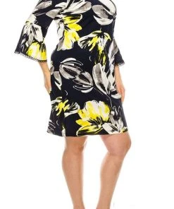Plus Size Dresses ILE Clothing - SCP5901B Floral Printed Bateau Dress 15 Plus Size Dresses ILE Clothing - SCP5901B Floral Printed Bateau Dress