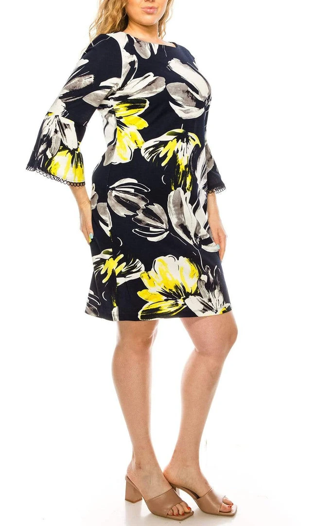 Plus Size Dresses ILE Clothing - SCP5901B Floral Printed Bateau Dress 8 Plus Size Dresses ILE Clothing - SCP5901B Floral Printed Bateau Dress