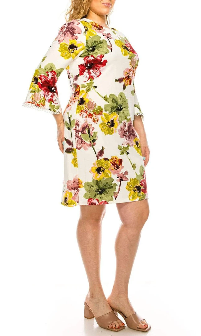Plus Size Dresses ILE Clothing - SCP5901B Floral Printed Bateau Dress 5 Plus Size Dresses ILE Clothing - SCP5901B Floral Printed Bateau Dress