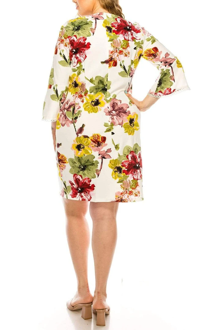 Plus Size Dresses ILE Clothing - SCP5901B Floral Printed Bateau Dress 4 Plus Size Dresses ILE Clothing - SCP5901B Floral Printed Bateau Dress