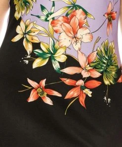 ILE Clothing - SCP891 Floral Printed Sheath Short Dress Plus Size Dresses