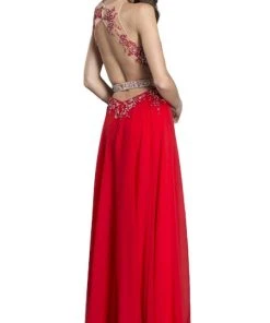 Aspeed Design - Illusion Halter A-Line Evening Dress 8 Aspeed Design - Illusion Halter A-Line Evening Dress