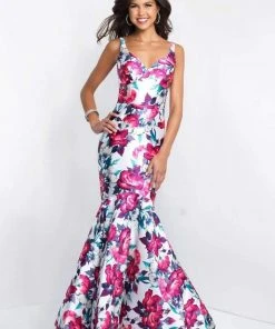 Blush By Alexia Designs Intrigue - 403 Sleeveless Sweetheart Floral Mikado Trumpet Gown