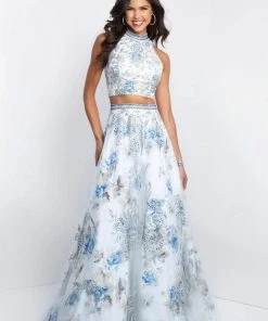 Blush By Alexia Designs Formal Gowns Intrigue - 413 Two Piece Halter Beaded Organza Prom Dress