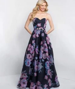 Blush By Alexia Designs Intrigue - 429 Strapless Floral Belted Gown Formal Gowns