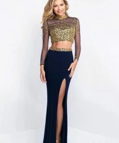 Blush By Alexia Designs Intrigue - 436 Embellished Illusion High Sheath Dress Formal Gowns