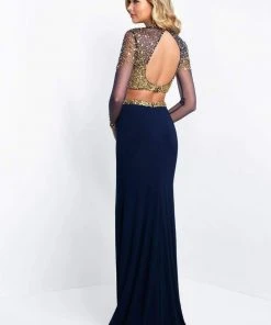 Blush By Alexia Designs Intrigue - 436 Embellished Illusion High Sheath Dress Formal Gowns