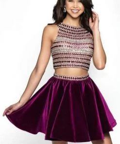 Blush By Alexia Designs Cocktail Dresses Intrigue - 466 Two Piece Bejeweled Velvet A-line Dress