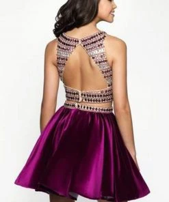 Blush By Alexia Designs Cocktail Dresses Intrigue - 466 Two Piece Bejeweled Velvet A-line Dress