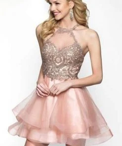 Blush By Alexia Designs Intrigue - 472 Glittering Metallic Lace Tulle A-line Dress