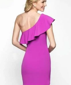 Blush By Alexia Designs Cocktail Dresses Intrigue - 481 Ruffled Asymmetric Fitted Dress