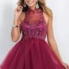Blush By Alexia Designs Intrigue - Beaded Illusion High Neckline Fit And Flare Dress 100