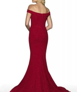 Blush By Alexia Designs Formal Gowns Intrigue By Blush - 519 Off-Shoulder Glitter Jersey Mermaid Dress