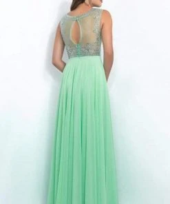 Blush By Alexia Designs Intrigue - Illusion Scoop Neckline Ornate Crystal A-line Dress 152