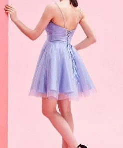 Cocktail Dresses J'Adore Dresses - Short Weaved Pleat-Bodice A-Line Dress J16075